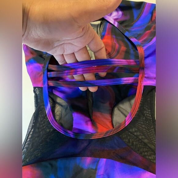 LA dance designs tie dye colorful purple blue OLIVIA LEOTARD mesh cut child LC - Picture 6 of 11